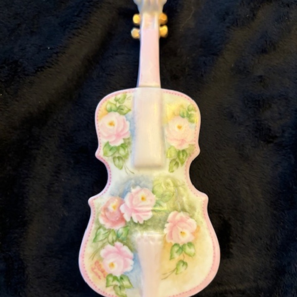Vintage porcelain hand painted CELLO TRINKET BOX- SIGNED, very nice piece